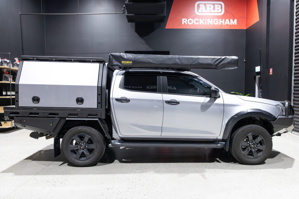 Reece's Isuzu D-MAX fitted with a MITS Alloy Tray and Canopy at ARB Rockingham