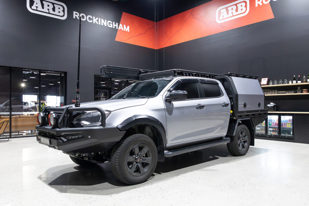 Reece's Isuzu D-MAX fitted with a MITS Alloy Tray and Canopy at ARB Rockingham