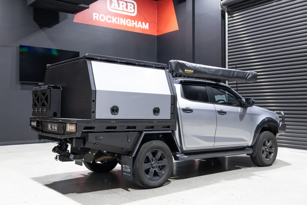 Reece's Isuzu D-MAX fitted with a MITS Alloy Tray and Canopy at ARB Rockingham