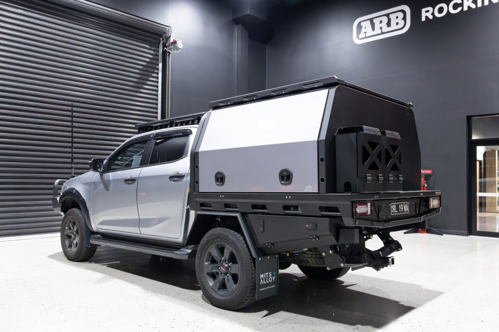 Reece's Isuzu D-MAX fitted with a MITS Alloy Tray and Canopy at ARB Rockingham