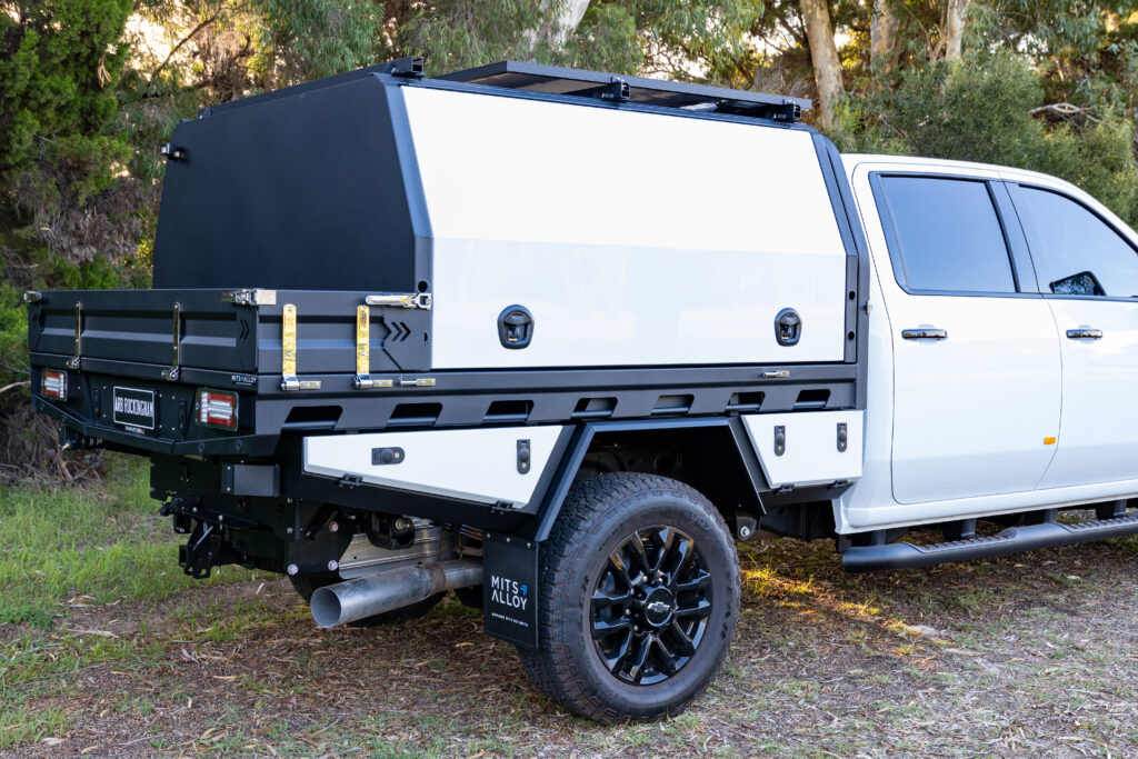 Chris's Chevrolet Silverado 2500 with MITS alloy tray and canopy, Redarc electrical system, Bushman upright fridge, long-range fuel tank and touring accessories