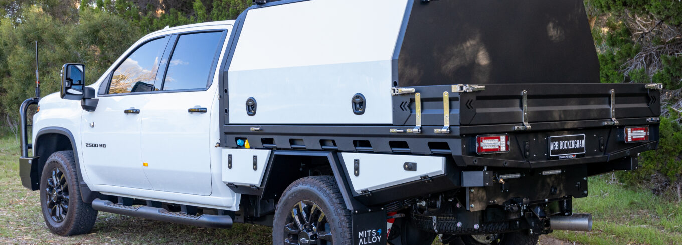 Chris's Chevrolet Silverado 2500 with MITS alloy tray and canopy, Redarc electrical system, Bushman upright fridge, long-range fuel tank and touring accessories