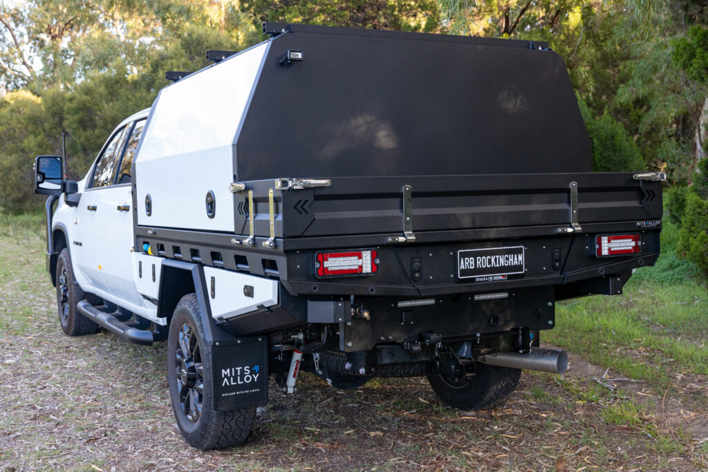 Chris's Chevrolet Silverado 2500 with MITS alloy tray and canopy, Redarc electrical system, Bushman upright fridge, long-range fuel tank and touring accessories