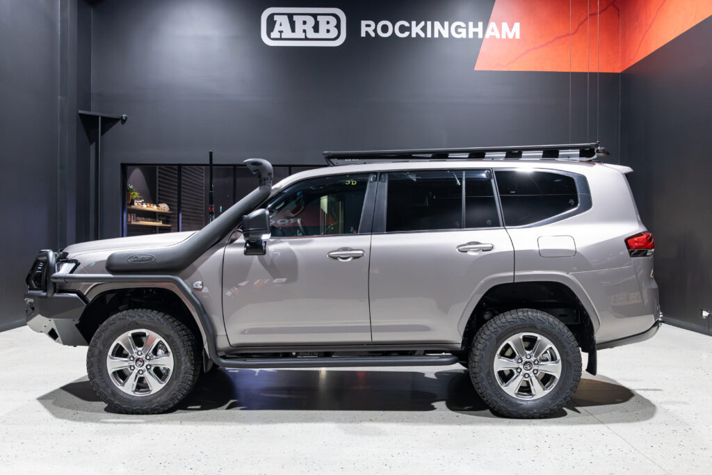 Passenger side profile of Rick's Toyota LandCruiser 300 Series fitted with ARB Summit Side Rails, Steps and MT-64 suspension.