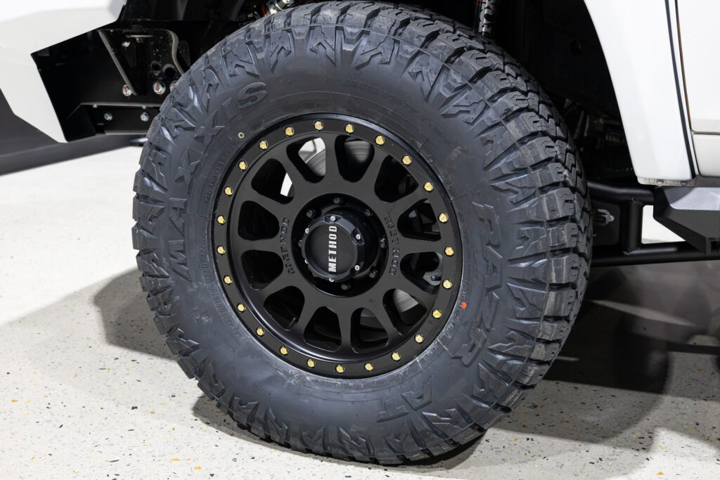 Method wheels with Maxxis RAZR all-terrain tyres on Kyle's RAM 2500