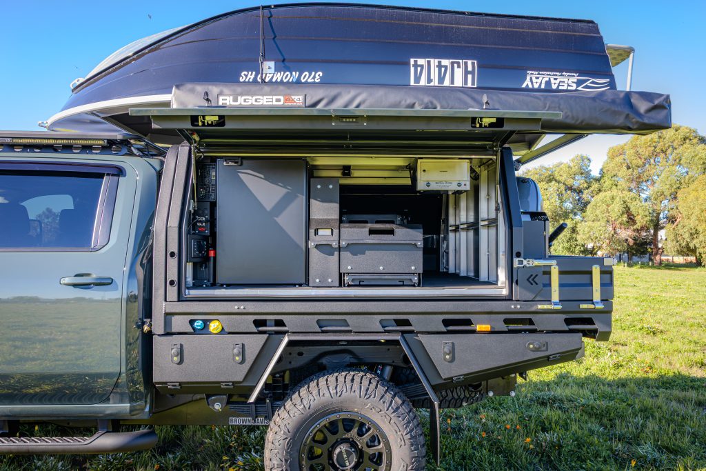 Chevrolet Silverado 2500 touring build featuring a MITS Alloy tray and canopy, Redarc electrical system, Bushranger accessories and premium touring upgrades by ARB Rockingham.