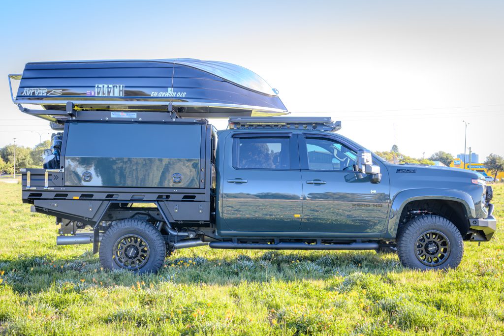 Chevrolet Silverado 2500 touring build featuring a MITS Alloy tray and canopy, Redarc electrical system, Bushranger accessories and premium touring upgrades by ARB Rockingham.