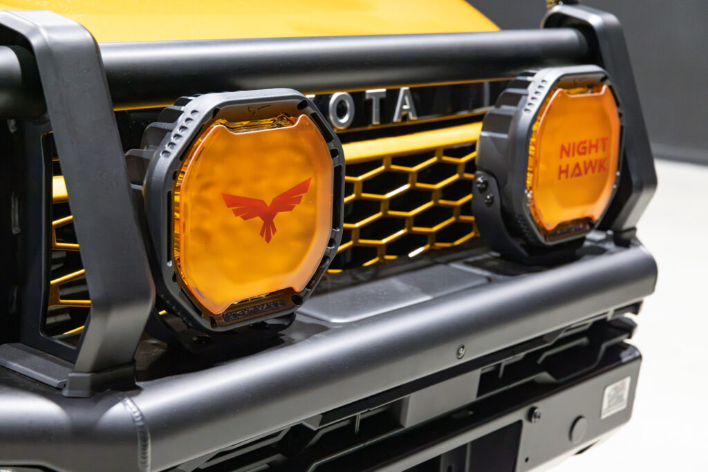 Bushranger Nighthawk ADV 9 inch driving lights mounted to the ARB Summit MKII bull bar on an N90 Toyota HiLux