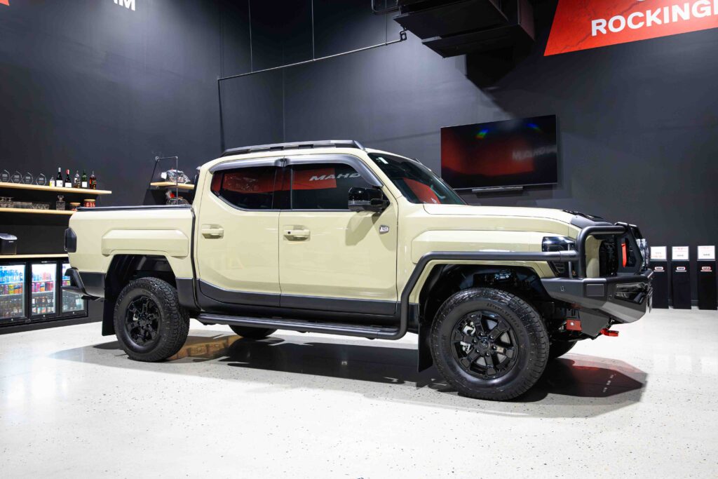 Kia Tasman fitted with an ARB Summit MKII Bull Bar, side rails, recovery point, MT-64 suspension and Bushranger driving lights