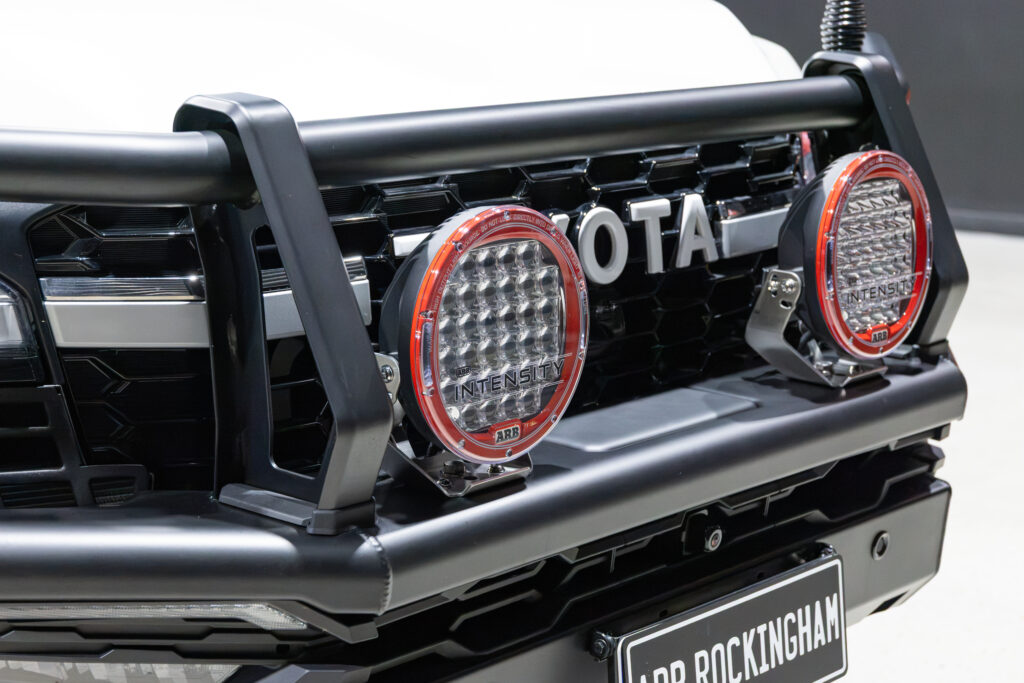 ARB Intensity V2 driving lights mounted to the Summit MKII Bull Bar on Tania’s Toyota LC300