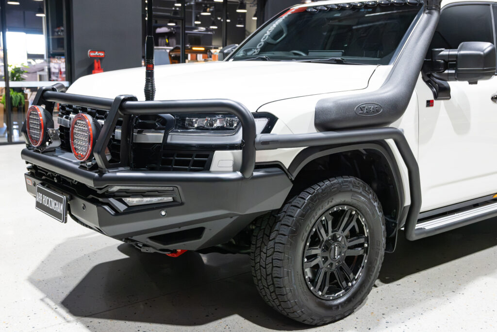 ARB Summit MKII Bull Bar, Safari V-Spec snorkel and driving lights fitted to Tania’s Toyota LC300