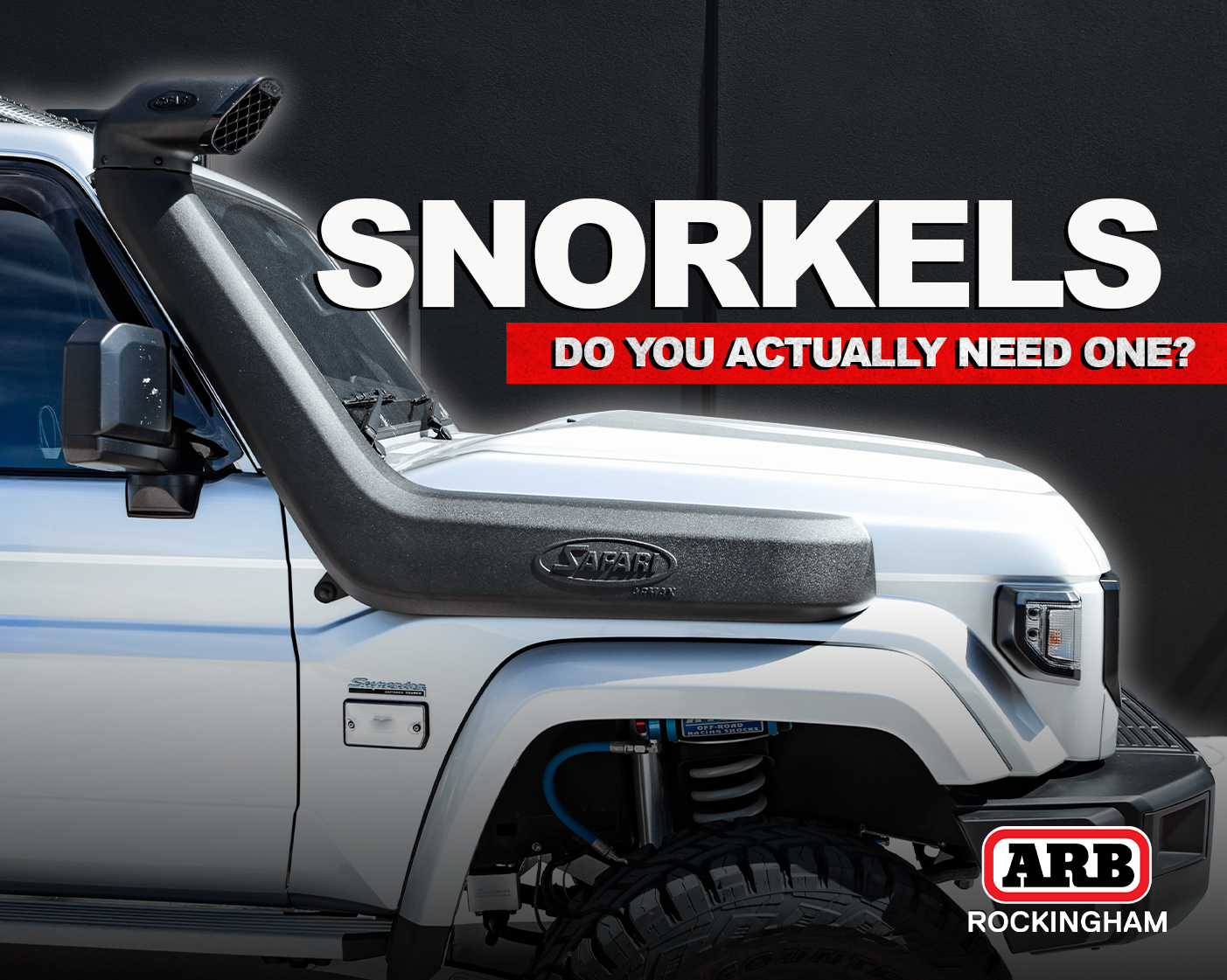 Close-up of a 4WD snorkel fitted for dusty roads, touring and off road driving
