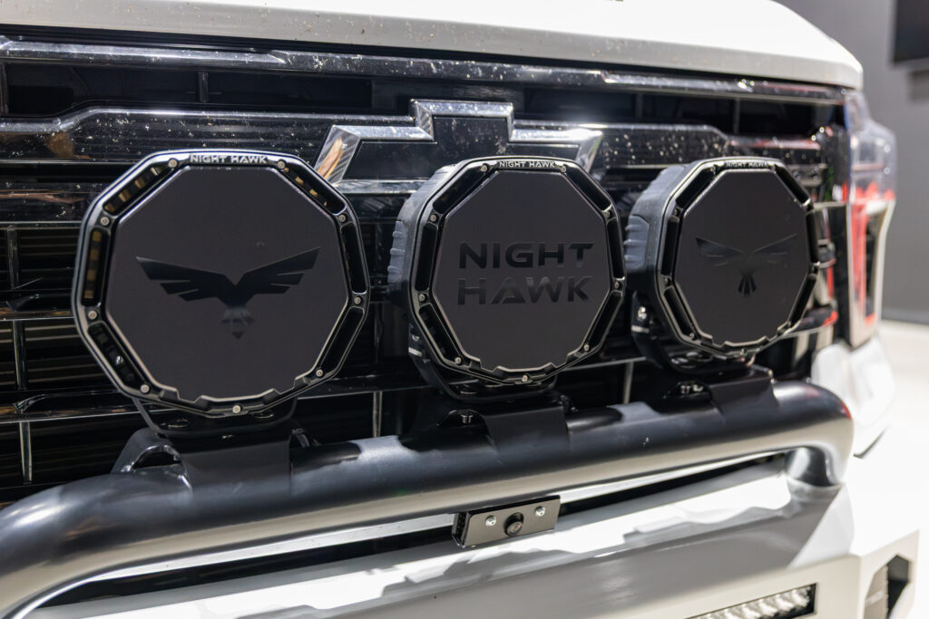 Bushranger Nighthawk driving lights fitted to the front of Neal’s Chevrolet Silverado 2500