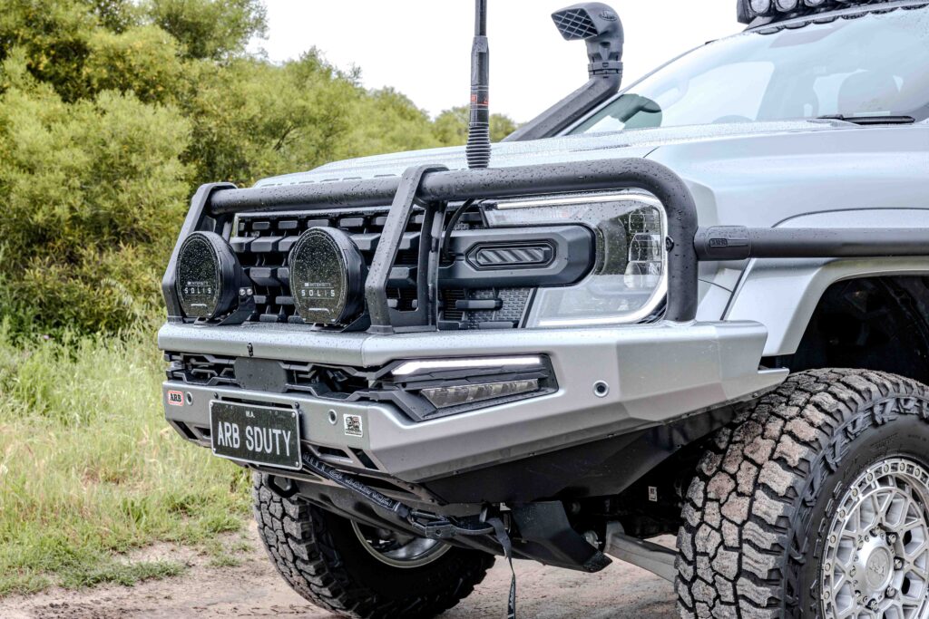 Ford Super Duty fitted with an ARB Summit MKII Bull Bar, ARB Solis driving lights and ARB side rails
