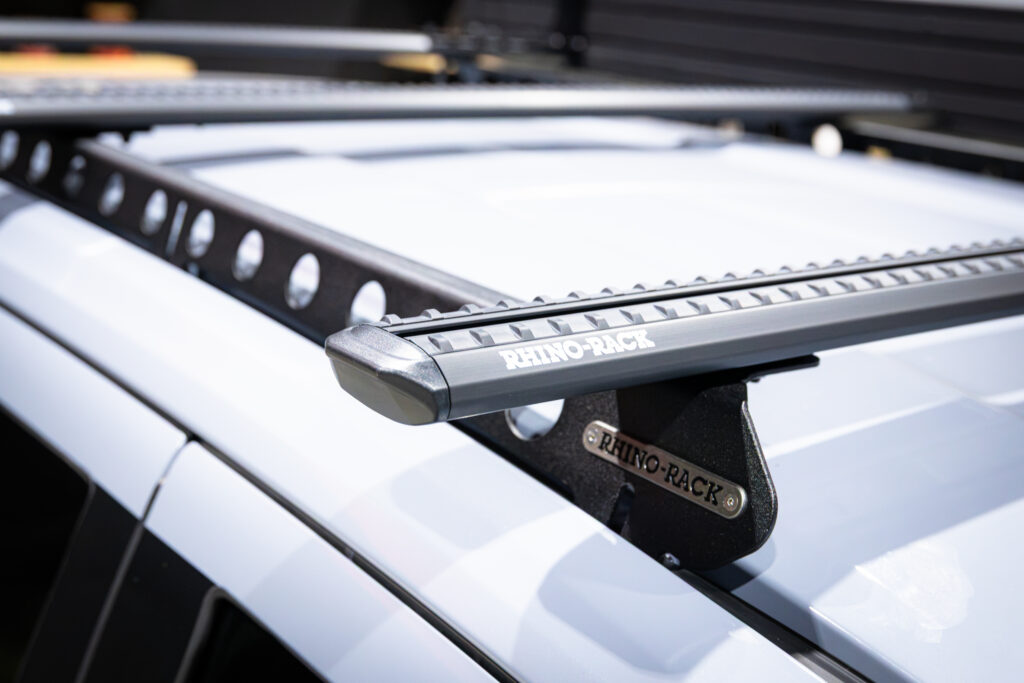 Close-up of Rhino-Rack Sportz Bars fitted to a Rhino-Rack Backbone on an Isuzu MU-X