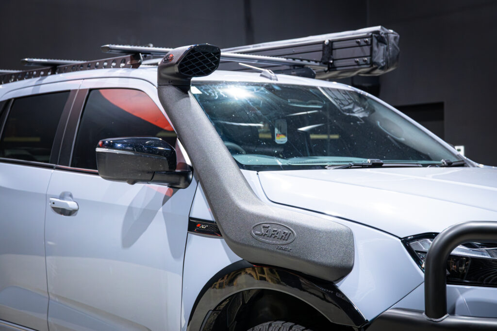 Close-up of a Safari ARMAX snorkel fitted to Liam’s Isuzu MU-X