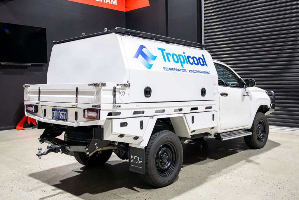 Toyota Hilux N90 tradie build with MITS Alloy tray and canopy, ARB Summit MKII Bull Bar, suspension and touring accessories fitted by ARB Rockingham